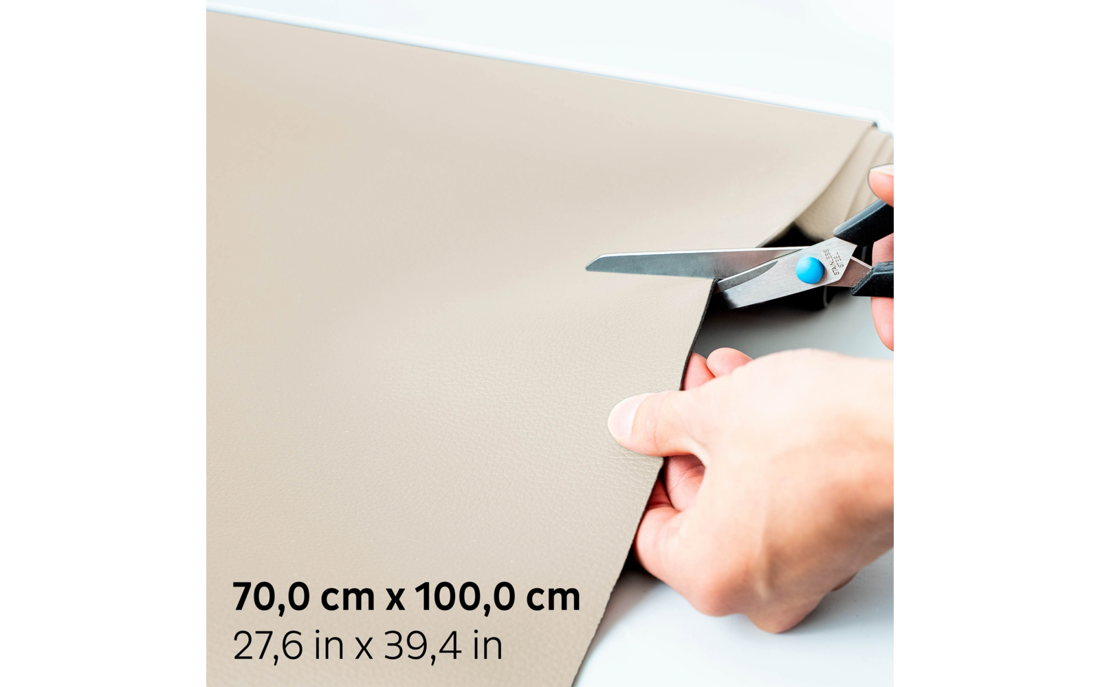 DIY metallmatte tilskjærbar 70 x 100 cm beige Silwy montert på bordplate