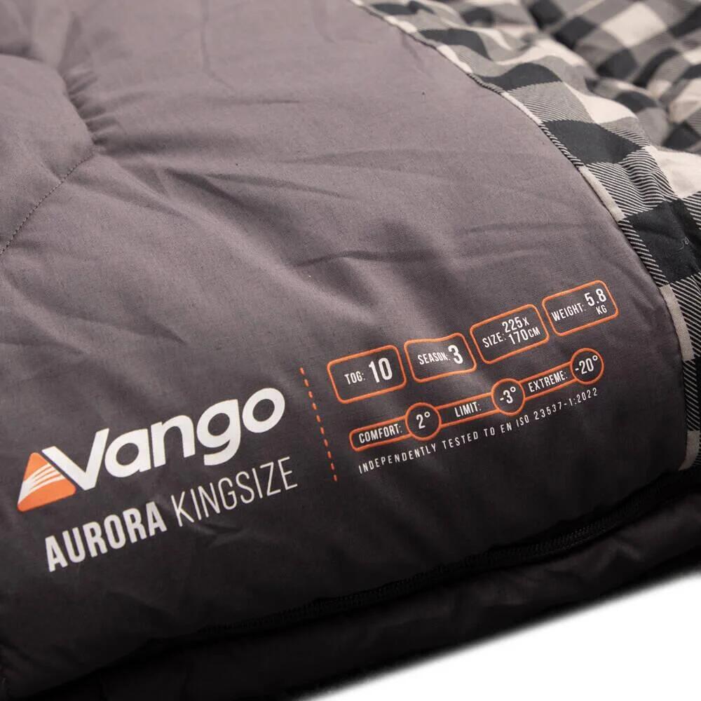 Dobbel sovepose Aurora Kingsize 3-sesonger 223 cm - Vango montert i telt
