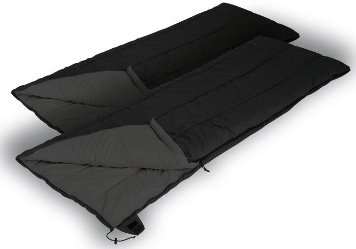 Detalj av dobbel sovepose Yucca Double 225x150 cm svart/grå
