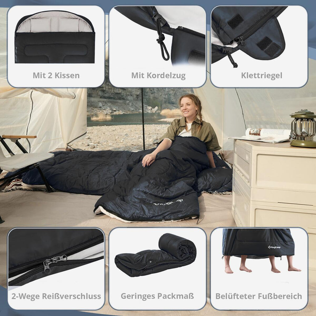 Dobbel teppepose Fallon Double 235x160 cm, komfort +5°C innvendig lomme