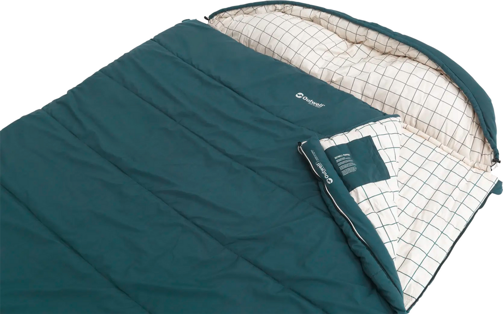 Detalj av glidelås på Dobbel teppesovepose Camper Lux blå 235 x 150 cm 2 personer - Outwell