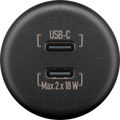 Dobbel USB-C innbyggingslader antrasitt 12-24 V maks 36 W Wentronic forfra