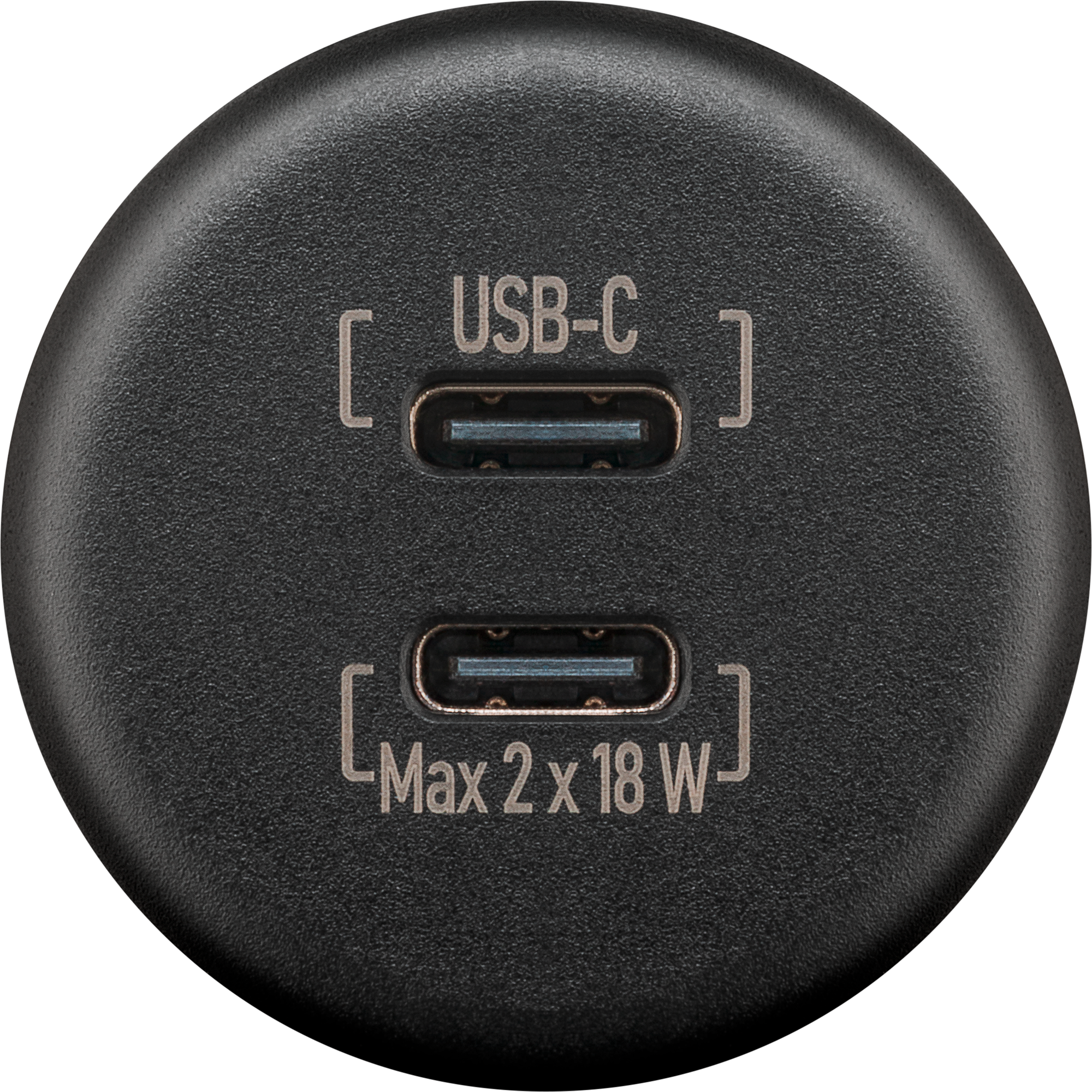 Dobbel USB-C innbyggingslader antrasitt 12-24 V maks 36 W Wentronic forfra