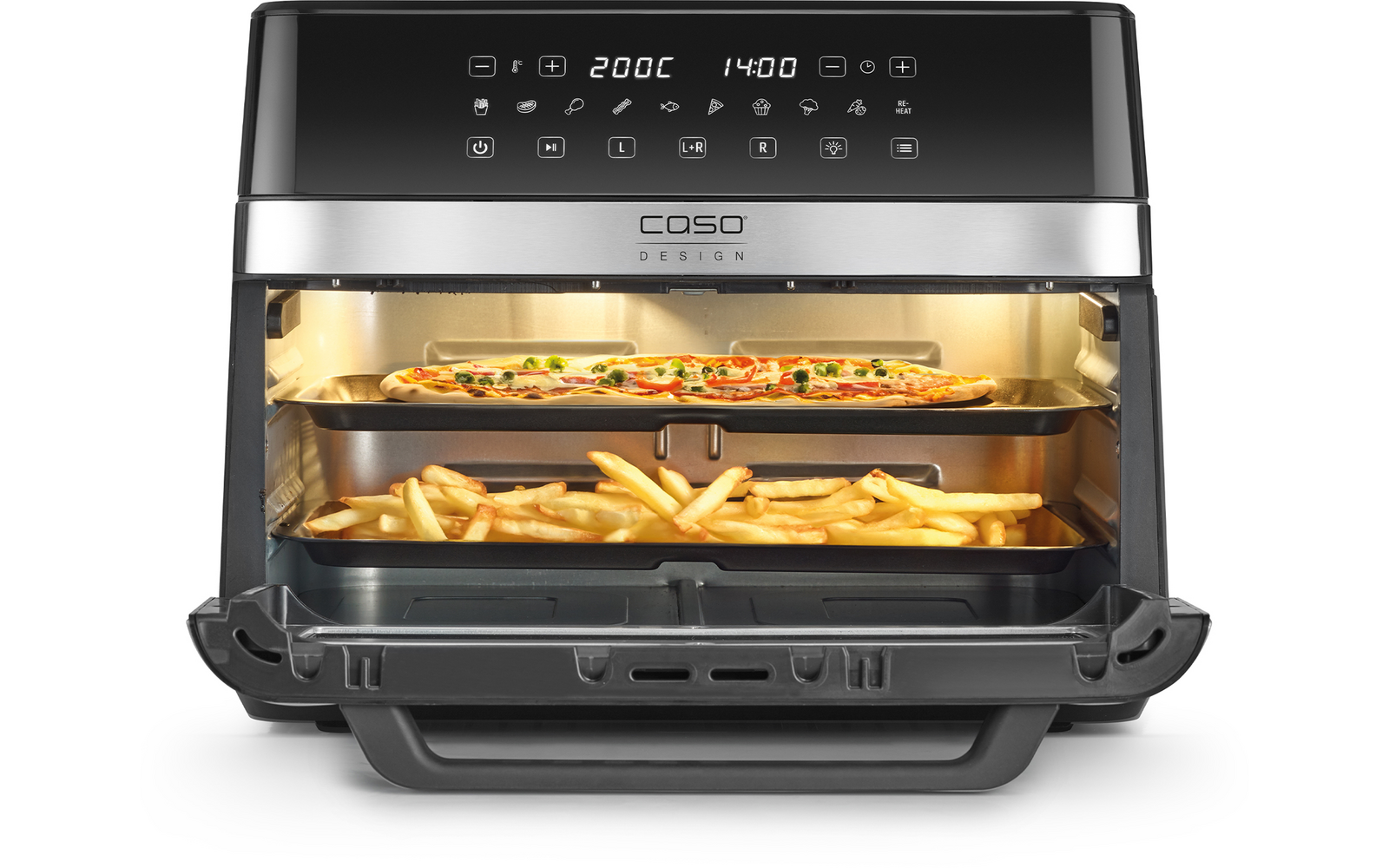 Dobbel varmluftfrityrkoker AirFry DuoChef 14 liter 2200 W med åpnet lokk