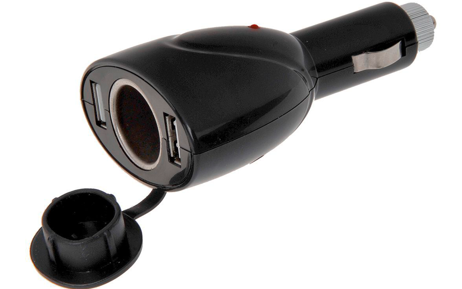 Dobbelplugg USB med 12V stikkontakt for sigarettenner - IWH forfra