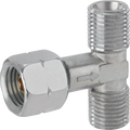 Dobbeltavgrening G1/4LH UEM(St) x G1/4LH-KN(2x) for gassregulator front