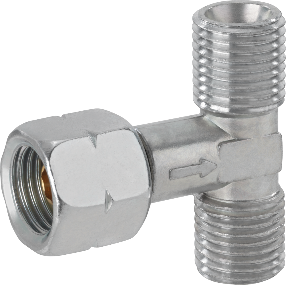 Dobbeltavgrening G1/4LH UEM(St) x G1/4LH-KN(2x) for gassregulator front