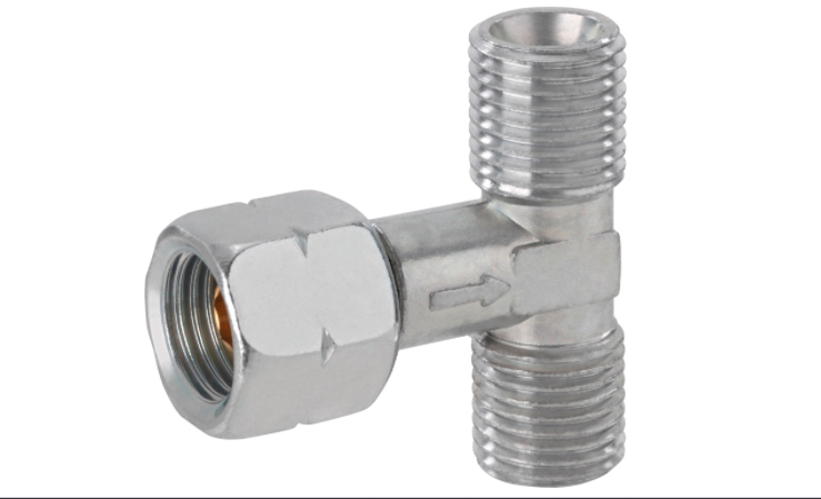 Dobbeltavgreningsstykke G 1/4 LH til 2 x G 1/4 LH for gassregulator - GOK forfra