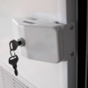 Dørrammelås Door Lock for bobil og reisemobil sølv bakside