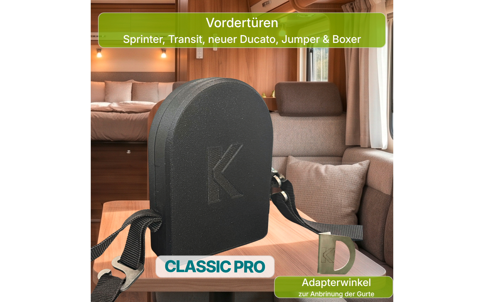 Dørsikring Classic Pro med standardbånd svart med medfølgende fjernkontroller
