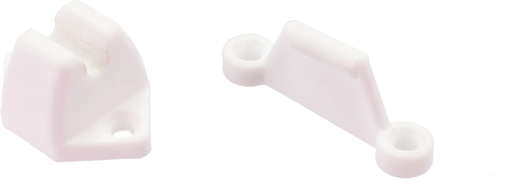 Dørstopper hvit todelt for campingbil 6 x 3 cm plast forfra