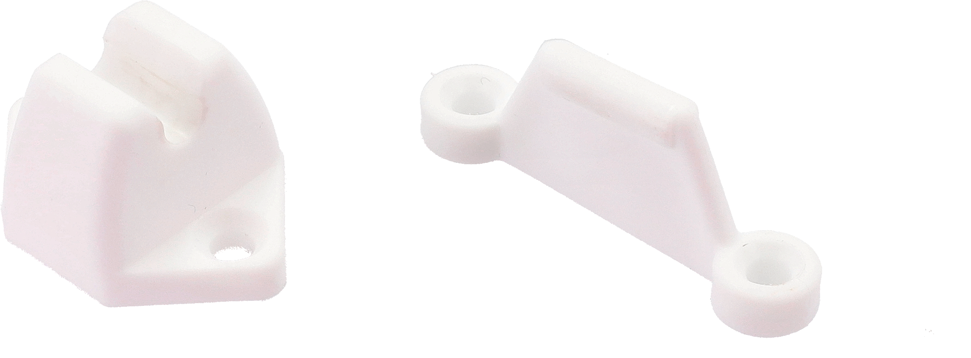 Dørstopper hvit todelt for campingbil 6 x 3 cm plast forfra
