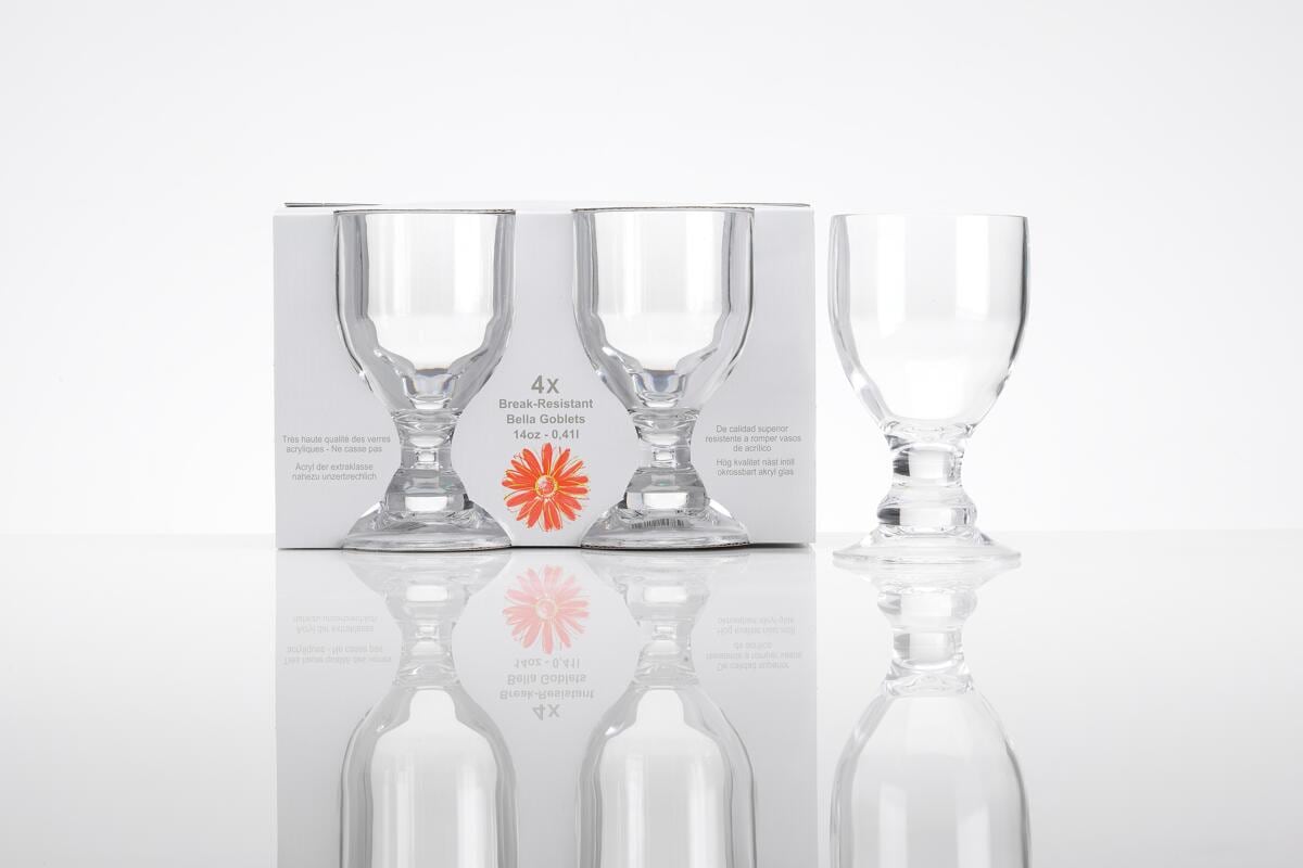 Drikkeglass Bella Clear akryl 410 ml, 4-pk forfra