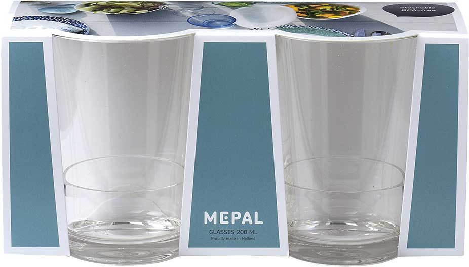 Drikkeglass Flow 200 ml 2-pakning stabelbart SAN-plast forfra