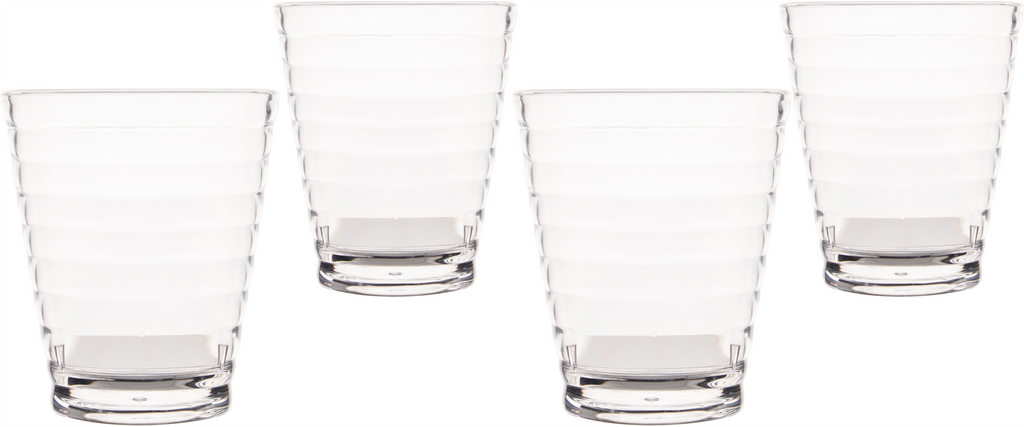 Drikkeglass Rib i MS-plast 350 ml 4-pakning forfra