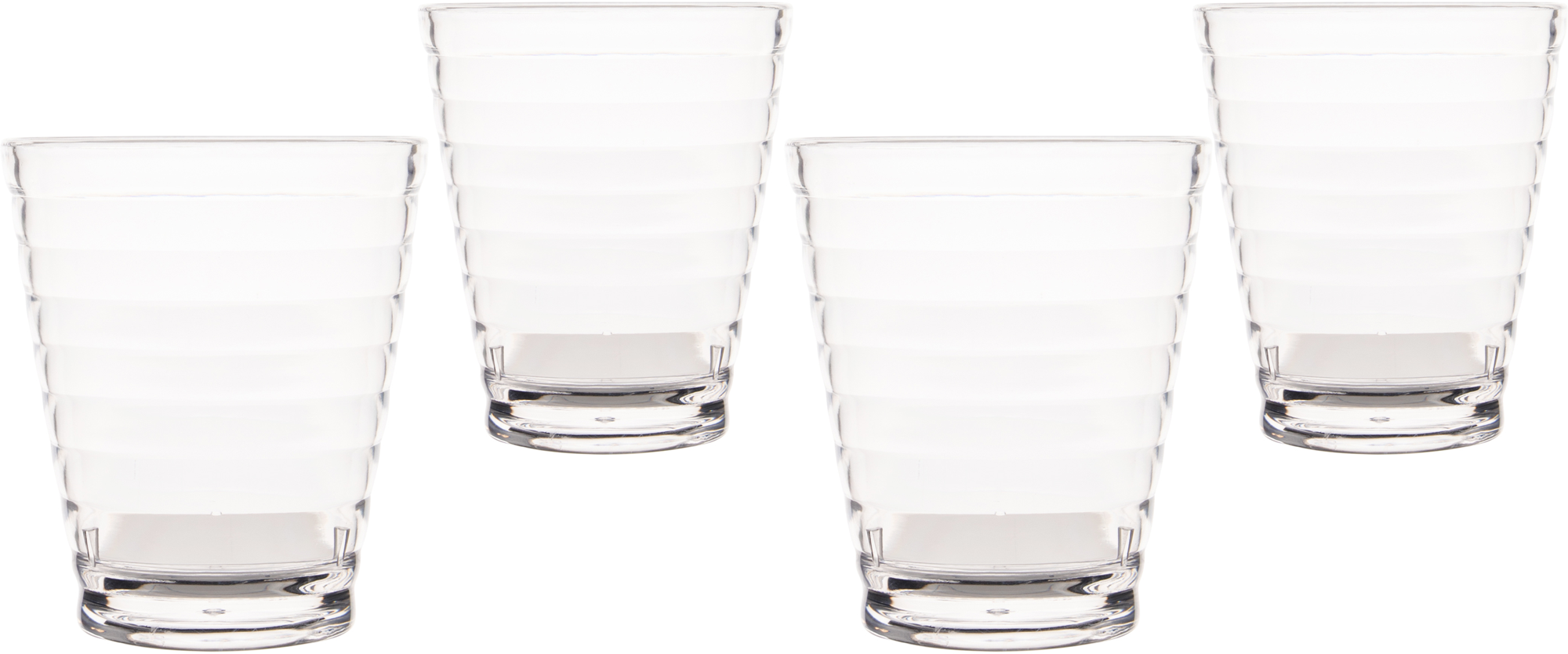 Drikkeglass Rib i MS-plast 350 ml 4-pakning forfra