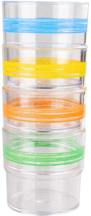 Drikkeglass SAN 230 ml flerfarget, 4-pakning forfra