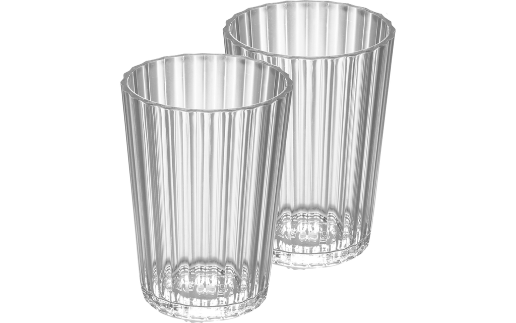Montert Drikkeglass Stripes i akryl 410 ml sett med 2 stk i campingmiljø