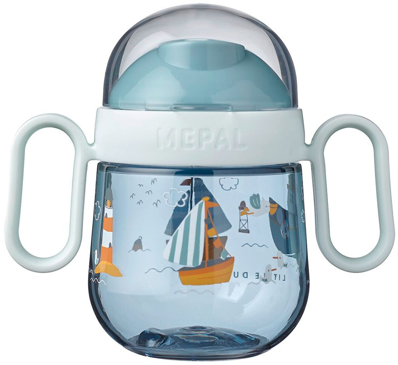 Drikkelærekopp Mio antidrypp 200 ml sailors bay - Mepal forfra