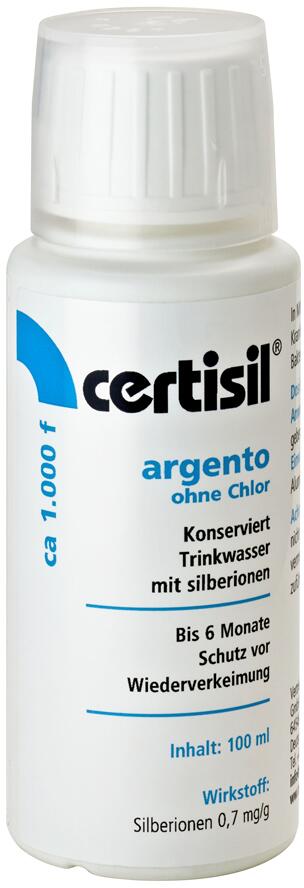 Drikkevannsdesinfeksjon Argento CA1.000F 100 ml for 1000 l flaske forside