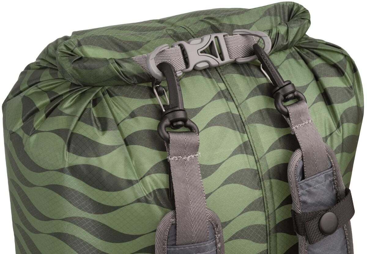 Drybag bærereim 168 cm med karabiner 80 g grå lagt ut flat