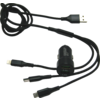 Baksiden av Dual 3-i-1 USB billader med 1,2 m kabel og 3 tilkoblinger