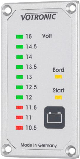 Duo batteritester S med LED-visning for bord- og startbatteri fra Votronic front