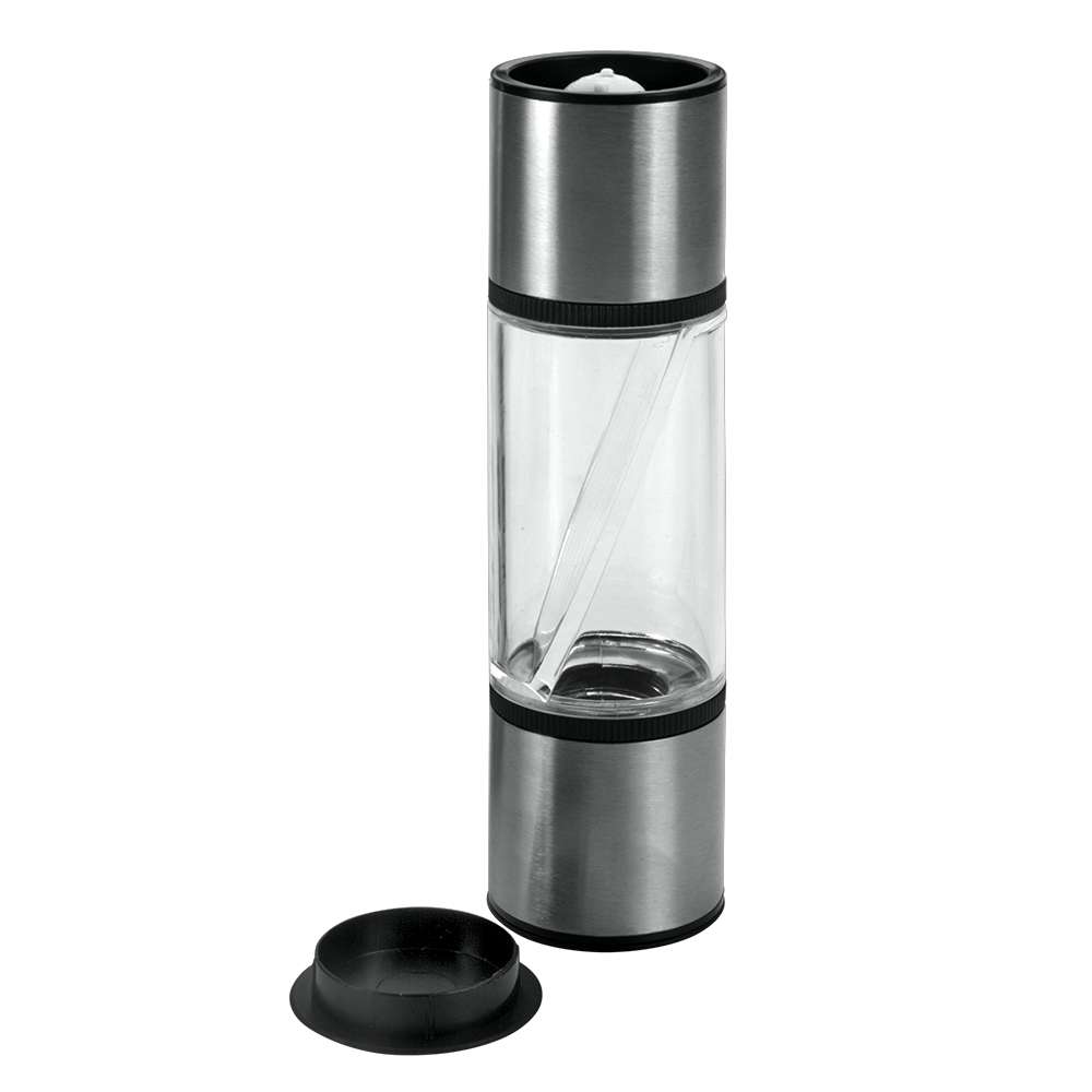 Duo salt- og krydderkvern 20 cm rustfritt stål keramikk Metaltex forfra