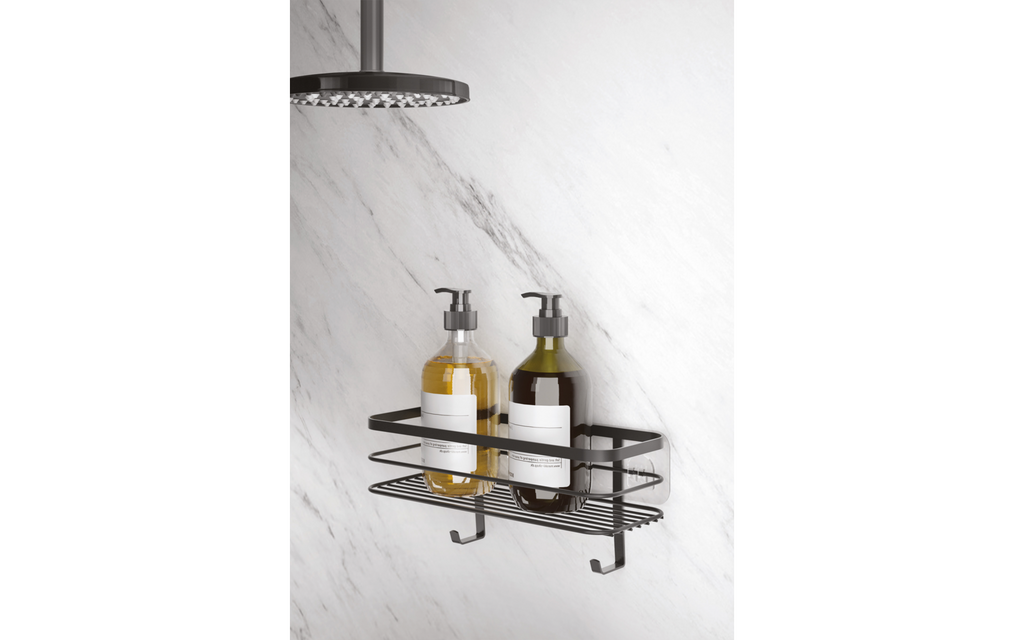 Dusjhylle U-fix selvklebende 29x11x13 cm matt svart montert