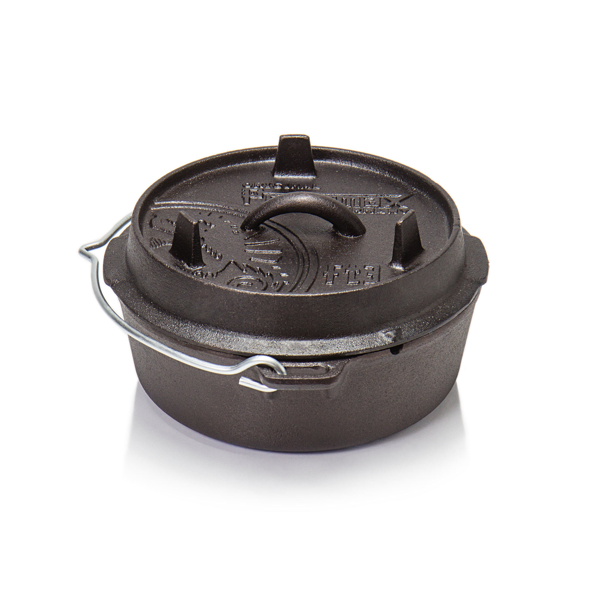 Dutch Oven støpejern 1,6 liter for bål og ovn - Petromax forfra