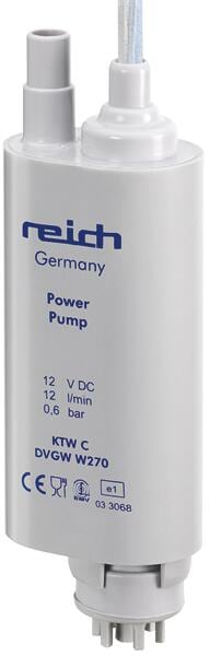 Dykkvannpumpe 12V 0,6 bar 12 l min med tilbakeslagsventil fra Reich