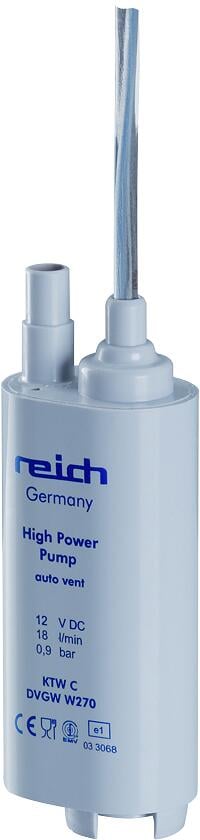 Dykkvannpumpe 12V 0,9 bar 18 l/min med automatisk utlufting fra Reich for effektiv vannpumping