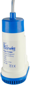 Dykkvannpumpe 12V 22 l/min 1,4 bar med tilbakeslagsventil Barwig forfra
