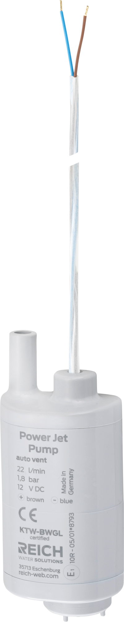 Dykkvannpumpe Power Jet 12V 1,8 bar 22 l/min for bobil fra Reich