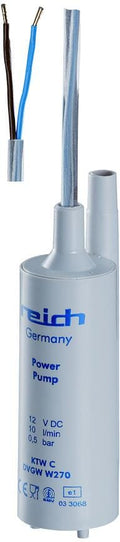 Dykkvannpumpe Standard 12V 0,5 bar 10 l/min Ø43 mm - Reich forfra