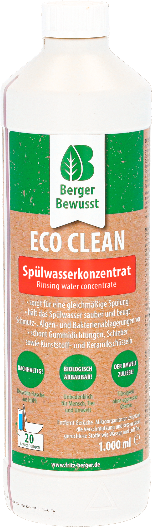 Eco Clean spylevannkonsentrat forfra flaske 1 liter