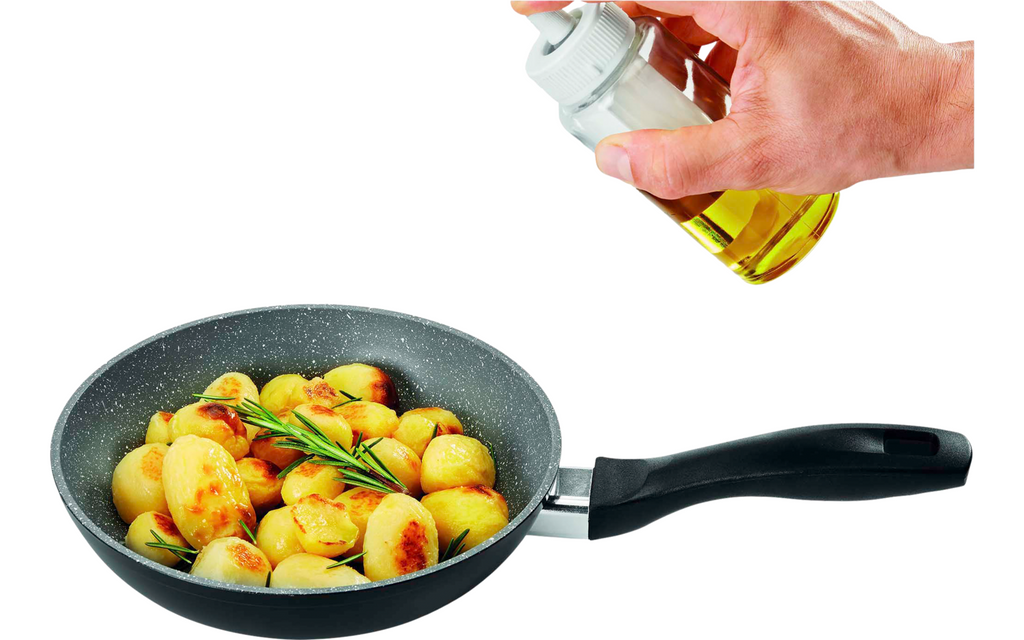 Eddik- og oljespray 70 ml glass og rustfritt stål - Metaltex fylt med olje