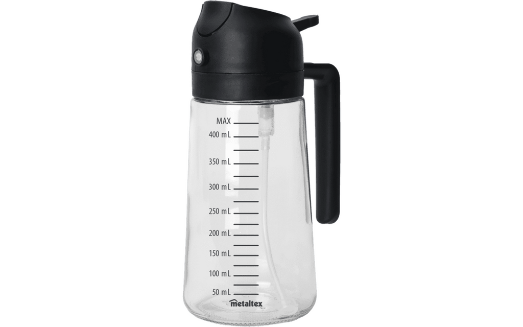 Eddik- og oljesprayer 400 ml med glassbeholder og skala - Metaltex bakside