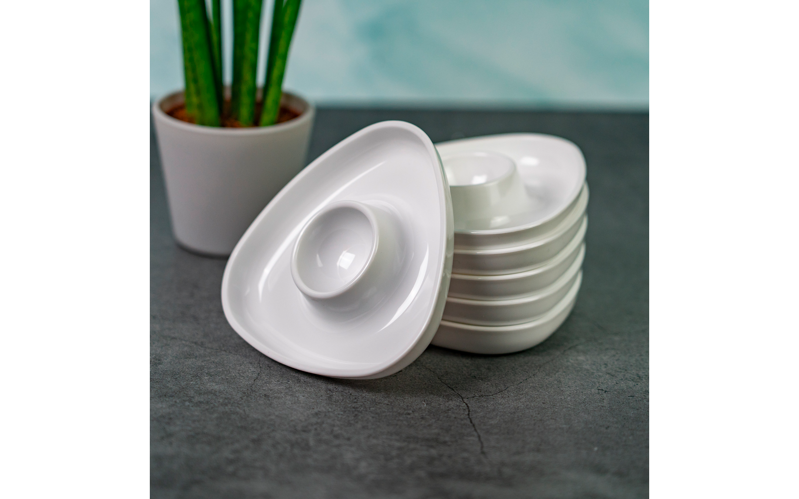 Eggeglass Tri trekantform 6 stk stablebare bakside