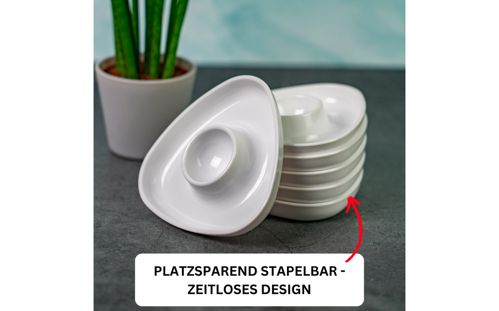 Eggeglass Tri trekantform 6 stk stablebare i bruk