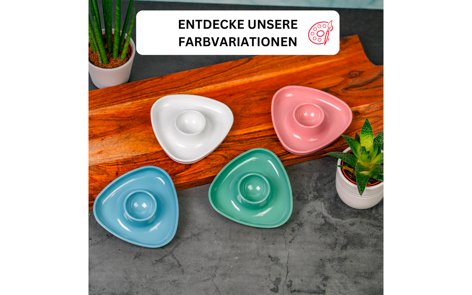 Eggeglass Tri trekantform 6 stk stablebare med eggeplomme
