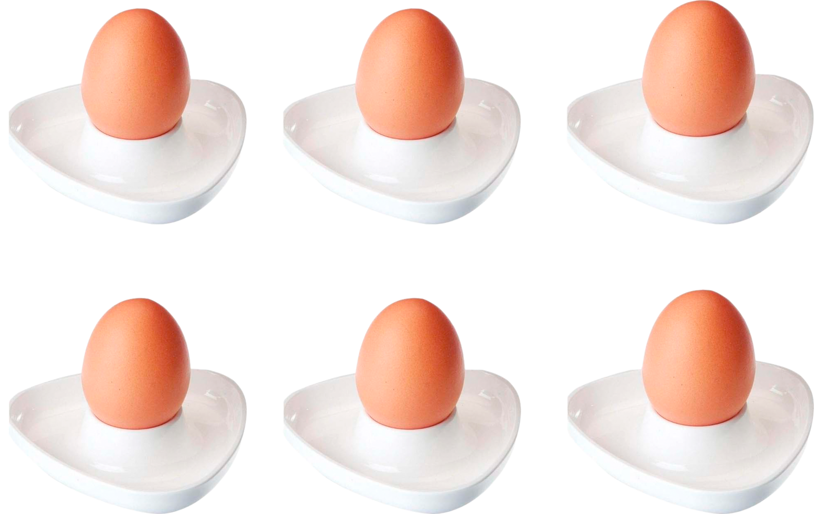 Eggeglass Tri trekantform 6 stk stablebare med eggeskall