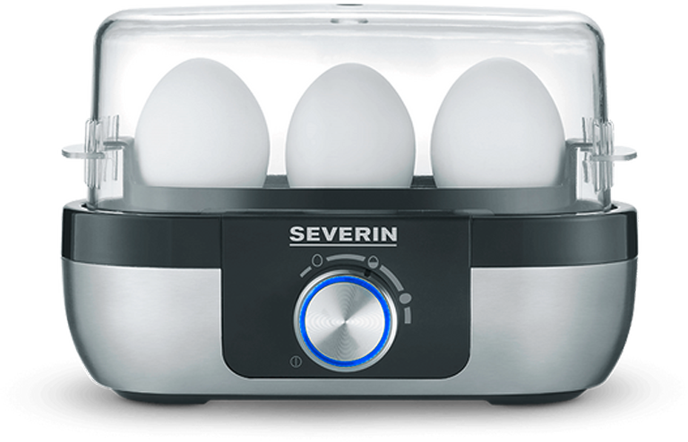 Eggkoker EK 3163 med tidskontroll for 3 egg sølv forfra