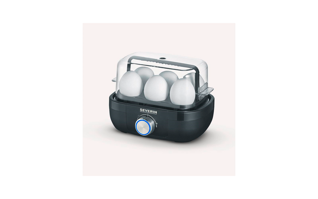 Baksiden av Eggkoker EK 3166 med tidskontroll 420 W for 6 egg svart