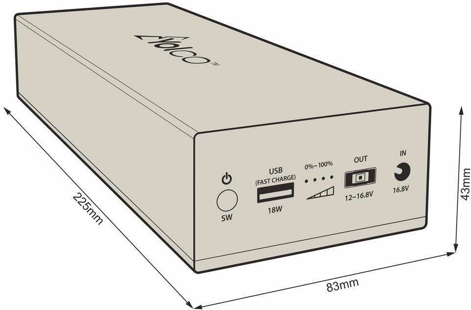 Ekstern powerbank CSX5 13000mAh 187Wh med USB-A og 12V med nettkabel
