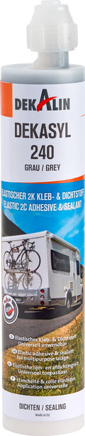 Elastisk 2-komponent lim og tetningsmiddel DEKAsyl 240 grå 250 ml for tetting og liming