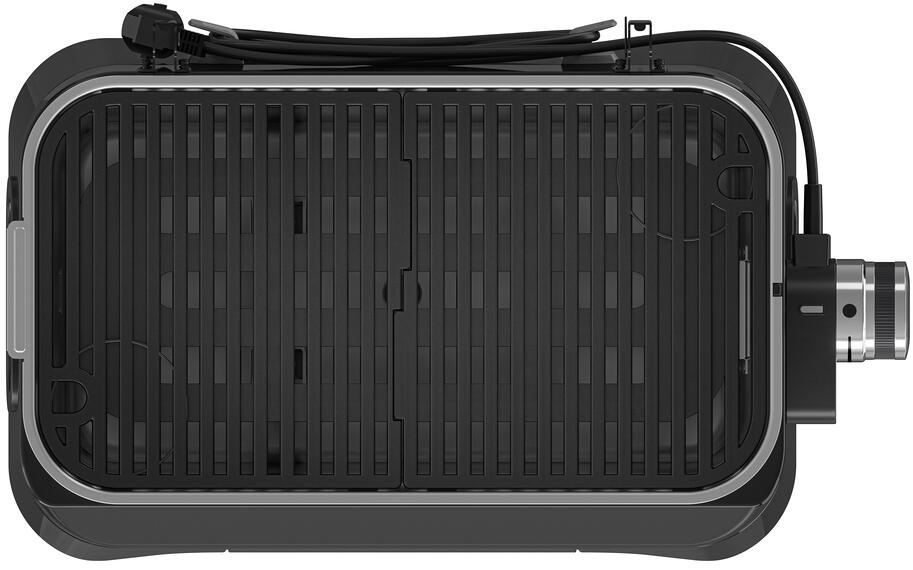 Elektrisk bordgrill Attitude 2go 2000W emaljert støpejern nærbilde av håndtak