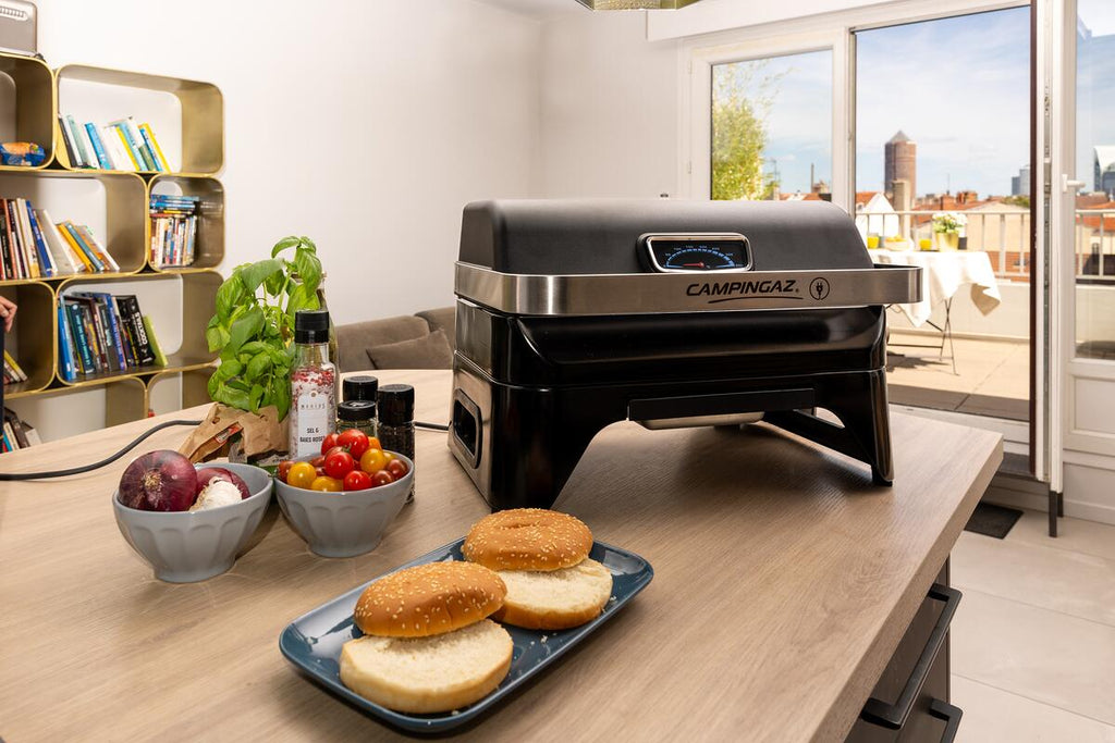 Elektrisk bordgrill Attitude 2go 2000W emaljert støpejern rengjort og klar til bruk