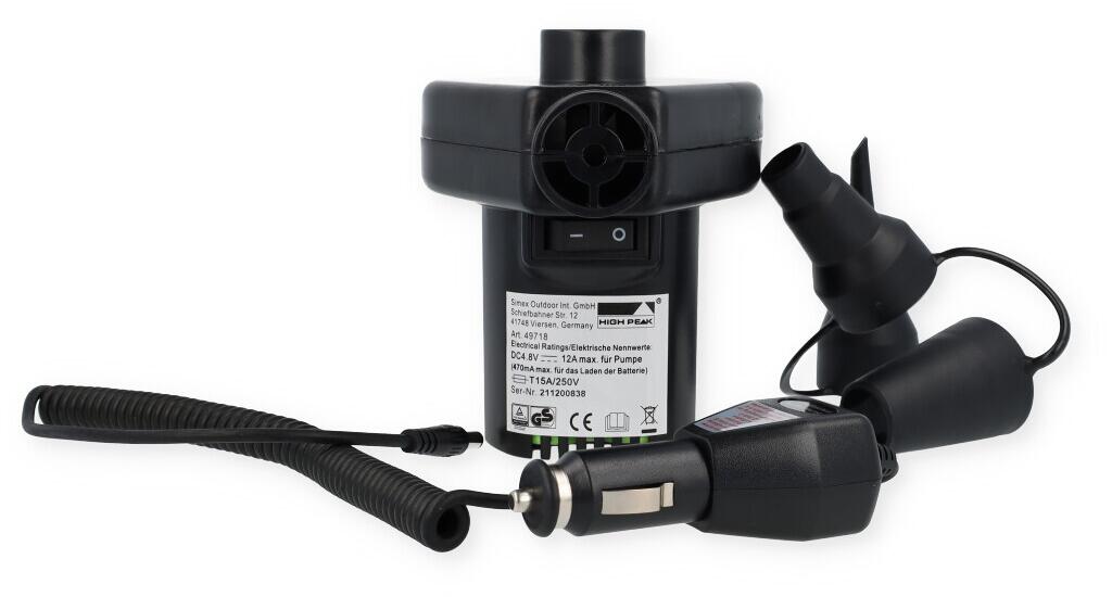 Elektrisk luftpumpe med batteri 230V/12V 800g - High Peak forfra