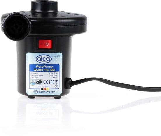 Elektrisk luftpumpe QuickFill 12V 75W med 3 adaptere bakside